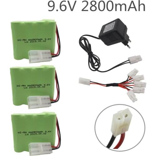 Ni-MH 9.6V 2800mAh AA Battery with 5in1 Charger For Remote Controul Toy Securty Faclities Battery Group Kep-2p Tamiya Plug
