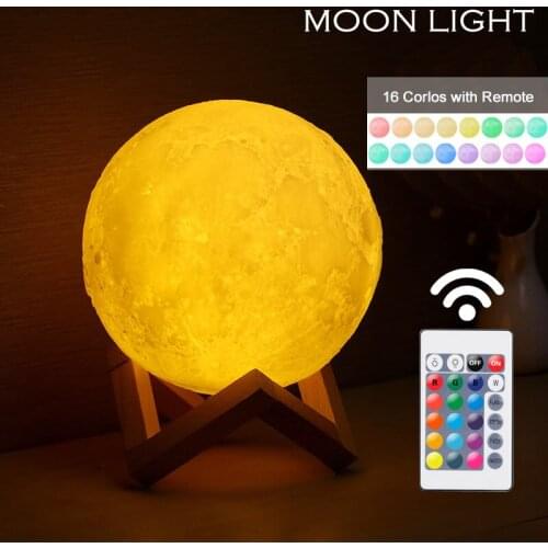 2019 New Night Light Moon Light 3D Printed Globe Moon Lamp with Stand for Home Bedroom Decor Children Gift