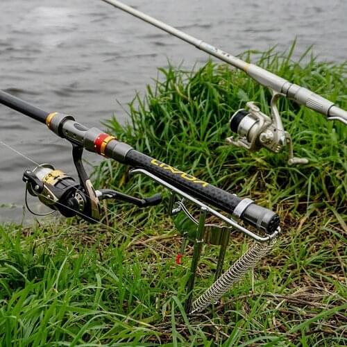 Fish Pole New Full Stainless Steel Automatic Spring Fishing Rods Holders, Adjustable Sensitivity Folding Fishing Bite Bracket