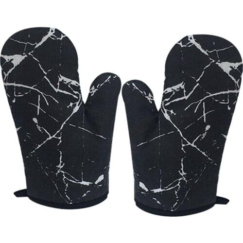 896A Kitchen Gloves Insulation Leopard Pattern Cooking Microwave Gloves Baking BBQ Oven Mitts High Temperature Resistance