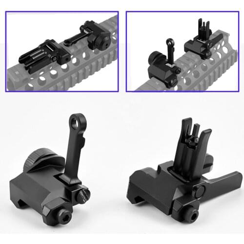 KAC300/600 Tactical CNC KAC 300M Metal Flip-Up Front Rear Sight Set for Picatinny Rail Machine CNC Aiming Folding Iron Sight
