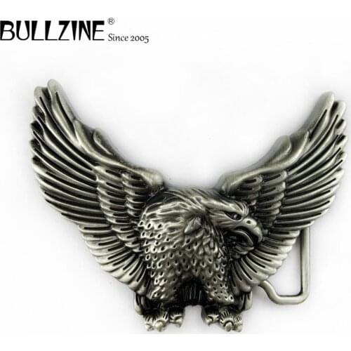 Bullzine zinc alloy flying eagle belt buckle pewter finish FP-02248-1 LUXURIOUS cowboy jeans gift belt buckle