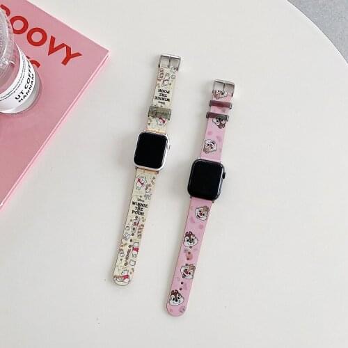 Genuine Disney Pooh Squirrel IMD Strap 38 42mm Suitable for iWatch Series SE 6 5 4 3 2 1 Replacement Ring 42 44mm Strap Gift