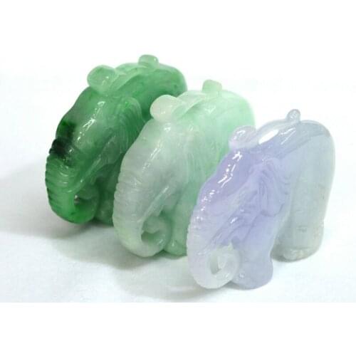 RS Natural Violet Green Jade Jadeite Jasper Nephrite Hand Craved Elephant Pendents For DIY Jewelry Making Bracelet Accessories