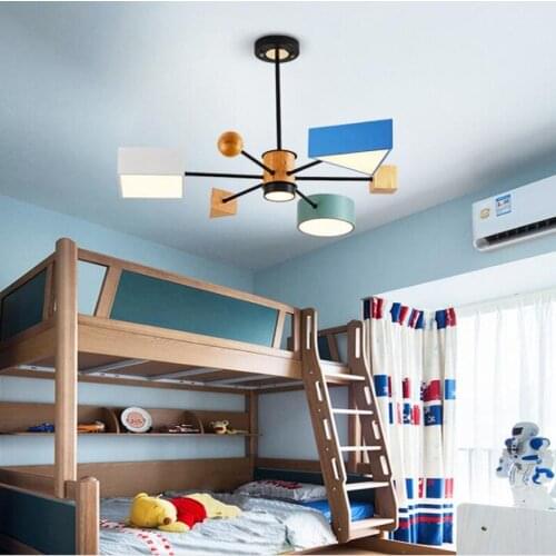 Nordic geometric chandelier Simple macaron lamp Dining Room Study Room LED Childrens Room Clothing Store kids chandelier