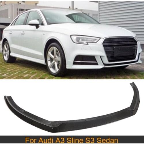 Carbon Fiber Front Bumper Lip Spoiler for Audi A3 Sline S3 Sedan 4 Door 2017 2018 Car Front Bumper Lip Chin Spoiler Guard FRP