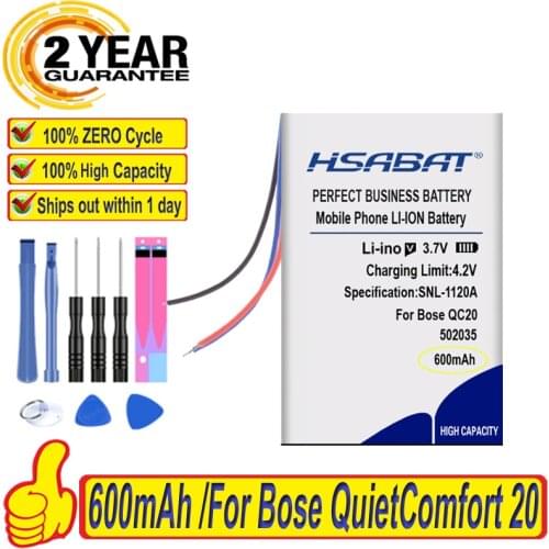 Top Brand 100% New 600mAh 502035 Battery for Bose QC20 QuietComfort 20 dvr GPS mp3 car dvr PR-452035 Batteries + free tools