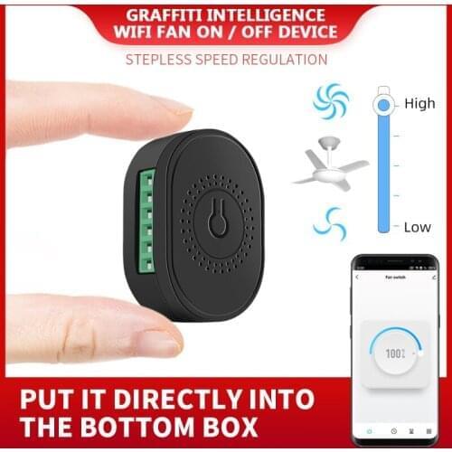 Tuya Wifi Mini DIY Smart Fan Speed Switch Ceiling Fan Controller Smart Life APP Remote Control Work With Alexa / Google Home