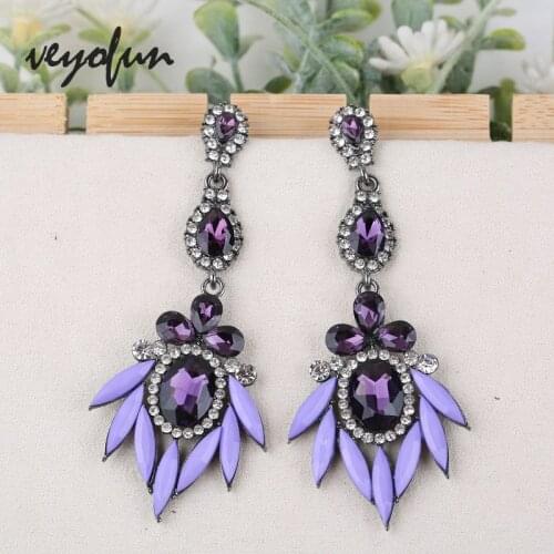 VEYOFUN Long Trendy Acrylic Crystal Drop Earrings Vintage Party Dangle Earrings for Woman Fashion Jewelry Gift New