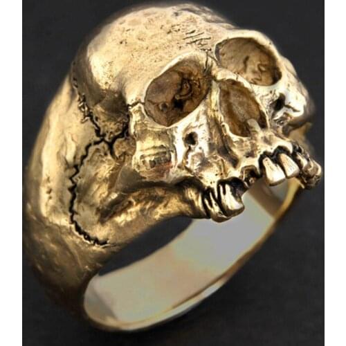 Punk Vintage Gold Color Stainless Skull Rings For Wen Accessories Statement Jewelry Gothic Biker Fashion Men Rings