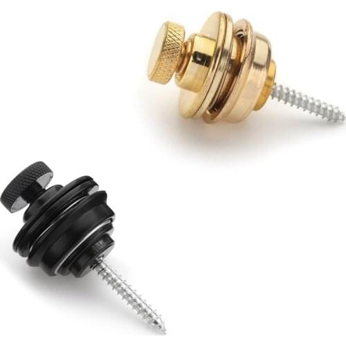 4Pcs Guitar Strap Lock Buckle Button Thread for Acoustic Electric Bass Guitar Strap Parts - 2Pcs Black & 2Pcs Gold