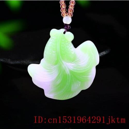 Green Jade Goldfish Pendant Charm Jewelry Jadeite Natural Amulet Necklace Carved Fashion Chinese Gifts Women for