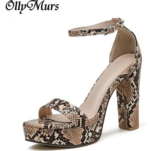 Womens Summer Snake Pattern Sandals Sexy High Quality Outsid Ladies Shoes Color Matching High Heels Shoes Platform heels summer