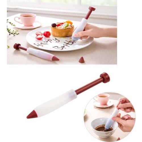 1Pcs Pastry Cream Chocolate Decorating Syringe Silicone Plate Paint Pen Cake Cookie Ice Cream Decorating Pens