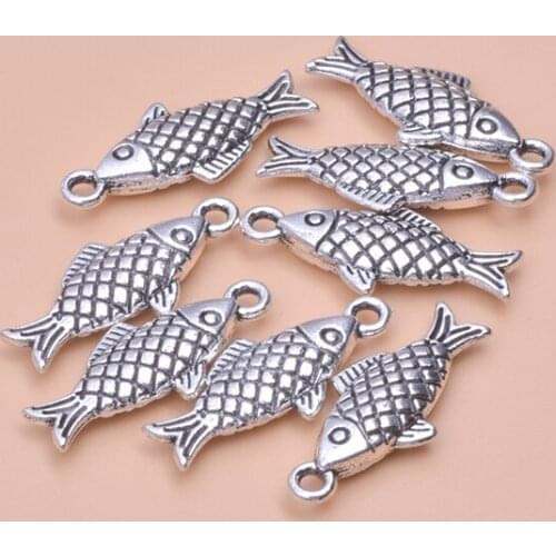 10pcs/lot 9*20mm Antique Silver Sea Fish Shape Charms Pendant for DIY bracelet Necklace Jewelry Accessories 24200