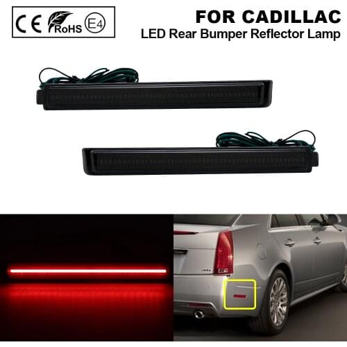 2Pcs For 2008 2009 2010 2011 2012 2013 Cadillac CTS Cadillac CTS-V Smoked Rear Bumper LED Reflector Light lamp LED Side Marker