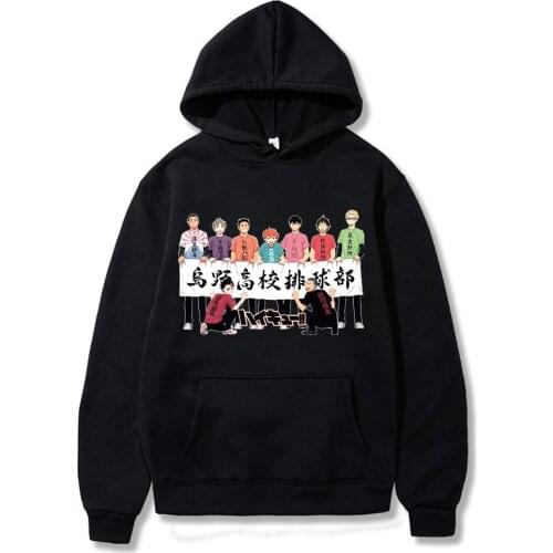 2020 Anime Haikyuu Hoodies Men Funny Japanese Anime Streetwear Harajuku Karasuno Fly High Graphic Sweatshirts Unisex Tops