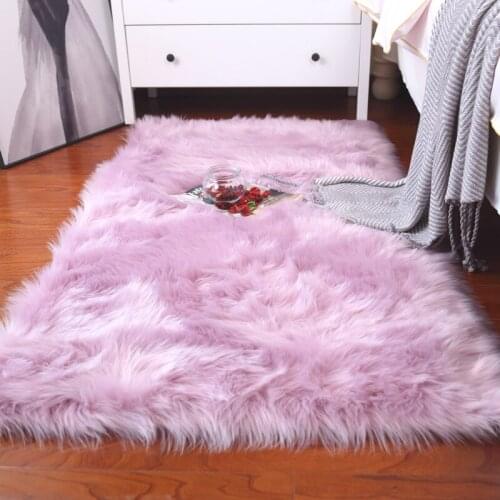 2021 New Nice Luxury Rectangle Sheepskin Hairy Carpet Home Decor Gray White Purple Color Square Soft Just Like Real Fur