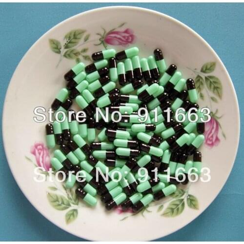 4# 10,000pcs,black-mint green colored capsules/gelatin empty capsules sizes 4(joined or seperated capsules available!)