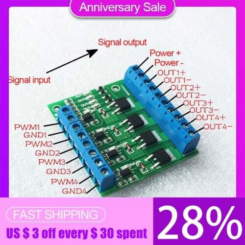 4-channel Mos Fet Plc Amplifier Board Driver Module Pwm 3-20v To 3.7-27v Dc 10a Optocoupler Isolation