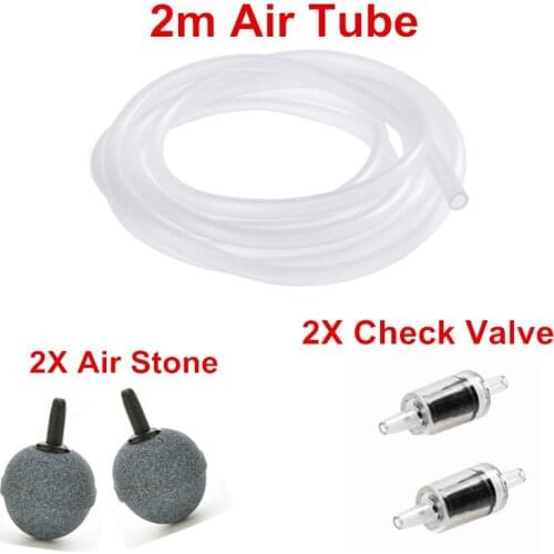 Aquarium Accessories 2m Air Tube 2pcs Air Stone 2pcs Nonreturn Check Valves for Fish Tank Oxygen Air Pump
