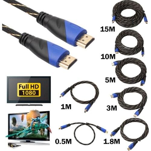 ALLOYSEED 10m/15 Meters New Braided HDMI-compatible Cable Gold Plated Connection V1.4 AV 1080P HD 3D cables for PS3 Xbox HDTV