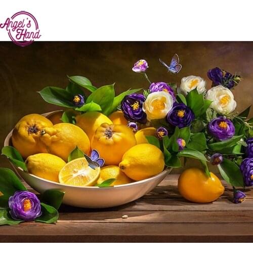 Diamond painting fruit and flowers stickers Diamond Mosaic Pattern Sets square Rhinestones Diy diamond Embroidery Picture Beads