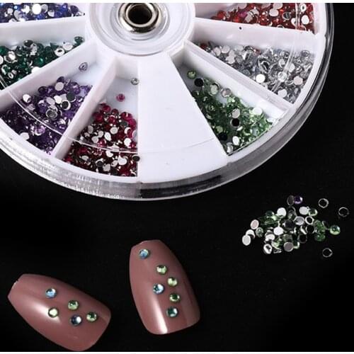 3D Various Color Acrylic Glitter Rhinestone for DIY Nail Art Decorations Flat Bottom Nail Accessories Design Wheel Ongles 1.5mm