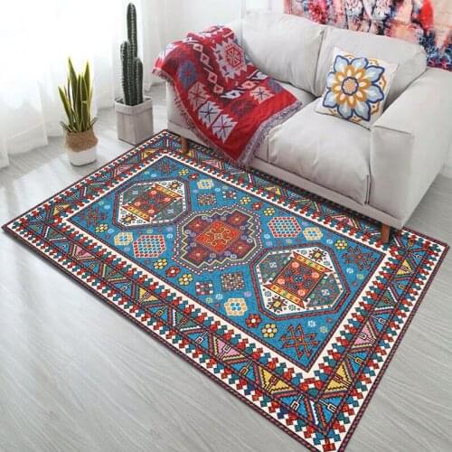 Bohemian Rugs Living Room Retro Ethnic Style Bedroom Bedside Coffee Table Mat Carpet American Home Geometry Floor Mat Decor