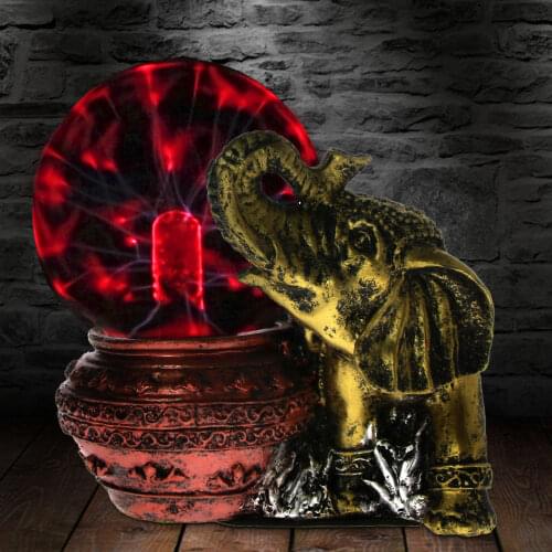 Bronze Elephant Novelty Lighting Plasma Ball Touch Responsive Desk Lamp Home Art Decorative Lighting Figruine Statue Lamp