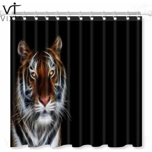 Vixm Black Bath Curtain 3D Forest King of Tiger Waterrpoof Fabirc Shower Curtain Polyester Bath Screen Curtains For Bathroom