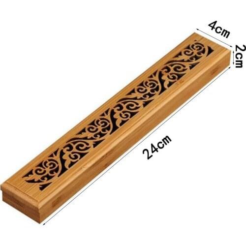 2 shape Bamboo Wooden Incense Stick Holder Burning Joss Insence Box Burner Ash Catcher