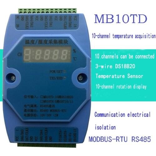 DS18B20 10 Multi-channel Temperature Acquisition Module RS485 Modbus RTU 2 orders