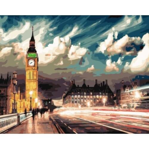 GATYZTORY DIY painting by numbers with frame for adults London Big Ben acrylic paints for painting Unique Gift For art Home Deco