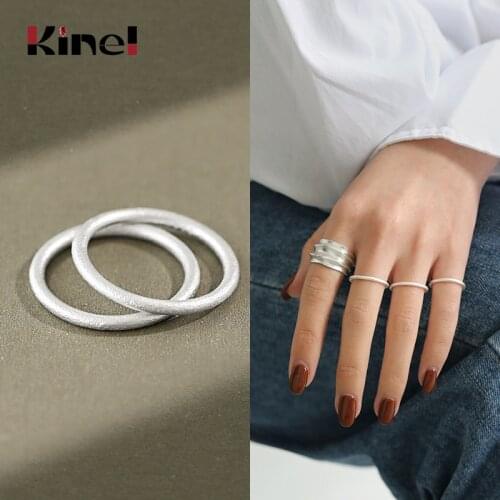Kinel 2020 New 100% 925 Sterling Silver Wedding Band Finger Rings For Women Simple Vintage Thin Line Silver Ring Fine Jewelry