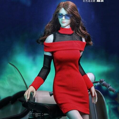 Collectible 1/6 Scale Sexy Female Figure Accessory Red Dress Leakage Shoulder Clothes Model for 12'' Action Figure Body