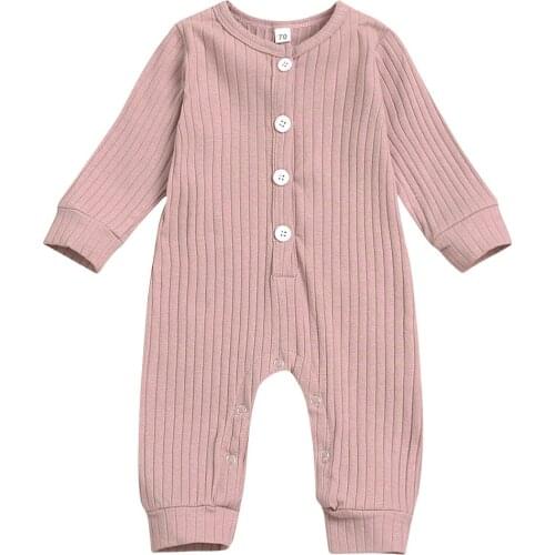 0-24M Newborn Infant Baby Boy Girl Long Sleeve Romper Jumpsuit Autumn Winter Buttons Cotton Clothes One-Pieces