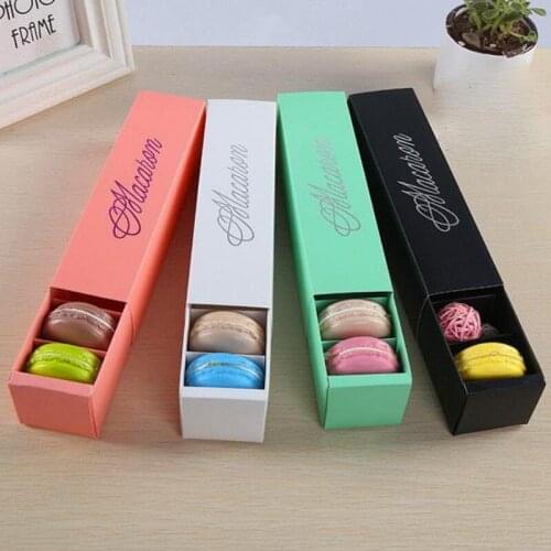 Macaron Box Cake Box Biscuit Muffin Box 20.3*5.3*5.3cm Black Blue Green White 4 Color LX5690