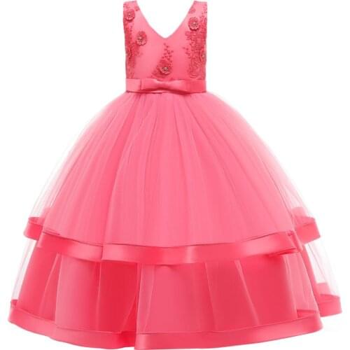 Girl Lace Princess Dress New High Quality Girl Long Fashion Show Evening Dress Flower Girl Puffy Dress christmas dress girl