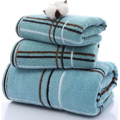 LEDFRE 3PCS Towel Bath Hotel Special Soft Perfect Simple Plaid Set (2 * 1 ) Home Textiles LF88010
