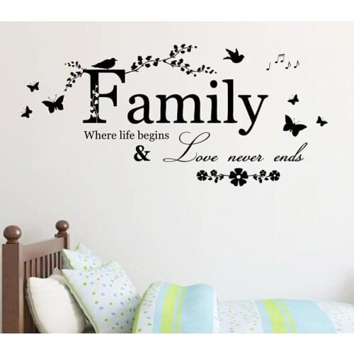 Best Selling Family quotes letter art wall stickers Inspirational Wall Decals Home decoration Wallpaper for living room bedroom