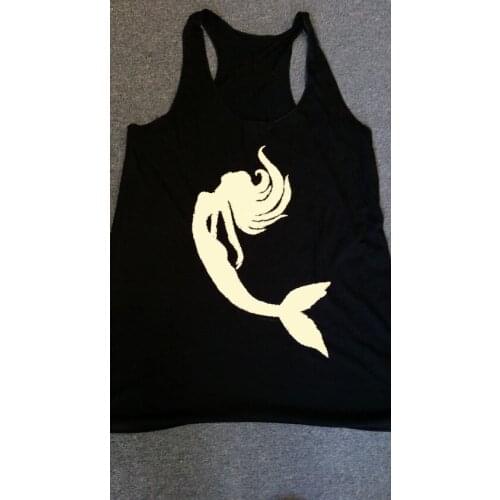 Mermaid Racerback tank top shirt women sexy vest undershirt singlet grunge tumblr street style cotton sleeveless art garment top