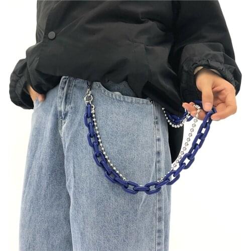 Fashion Punk Hip-hop Trendy Belt Waist Chain Multilayer Girls Male Pants Chain Jeans Punk Silver Metal Big Ring Pants Chains