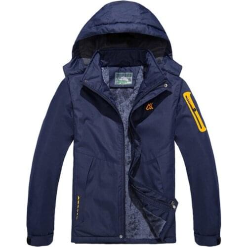 Mens Winter Fleece Thickened Jacket Warm Waterproof Sport Windbreaker Hiking Camping Outwear Outdoor Skiing Coat Plus Size 5XL