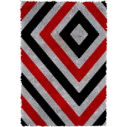 Latch Hook Rug Kits Red lattice Crocheting Carpet Rug 100% Acrylic Yarn Cushion Mat DIY Carpet Rug Home Decor 61cmX85cm