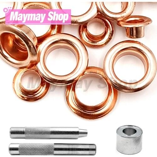200set Rose Gold Color Metal Eyelet Grommets With Eyelet Punch Die Tool Set For DIY Leathercraft Accessories Shoes Belt Clothing
