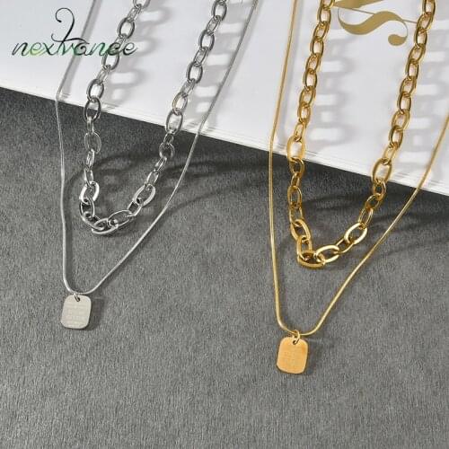 Nextvance 2021 Trend Necklace Stainless Steel Thick Chain Cube Pendant Necklaces For Girlfriend Women Gift Daily Jewellery Gift