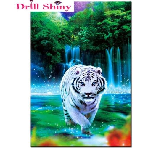 New fashion 5D DIY diamond embroidery landscape waterfall, painting tiger mosaic diamond cross stitch home decoration