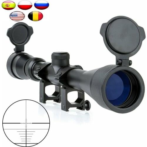 Hunting 3-9x40 Mil Dot Zoom Sniper Air Rifle Scope Telescopic Sight with 20MM Rail Mount Rifle Scope Airsoft Air Guns