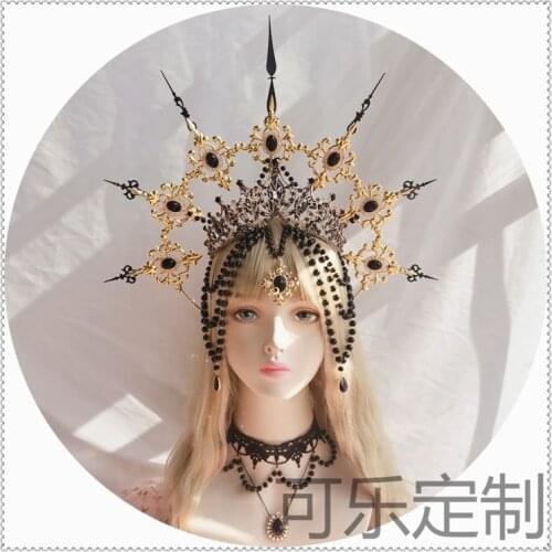 Original Lolita Goddess Halo Crown Tiara Dark Gothic Halo Gorgeous Extravagant Take Photo Headband Hair Accessories Xmas Gifts